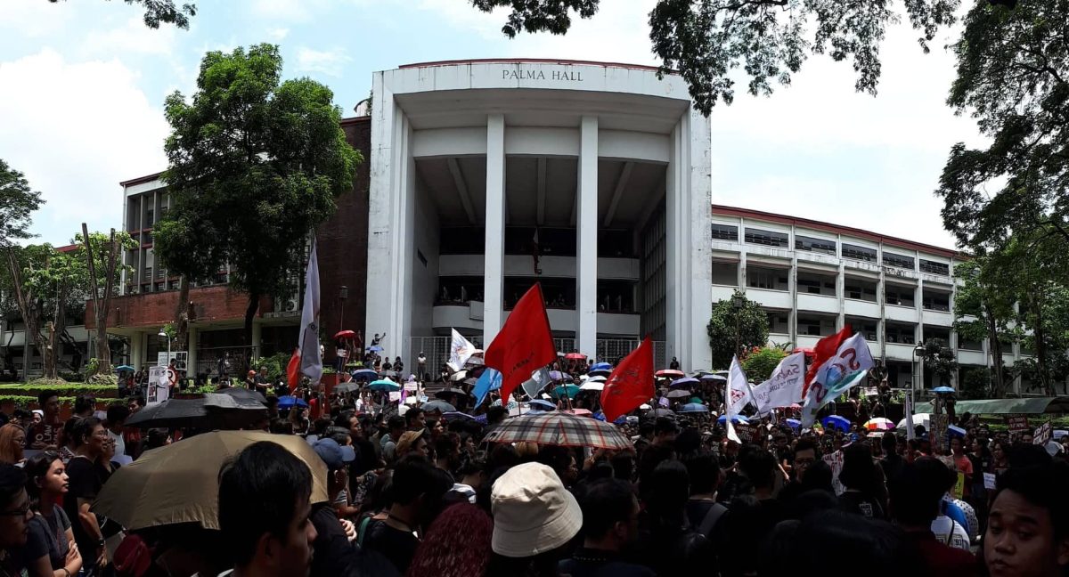 Students protest against President Duterte in September 2019