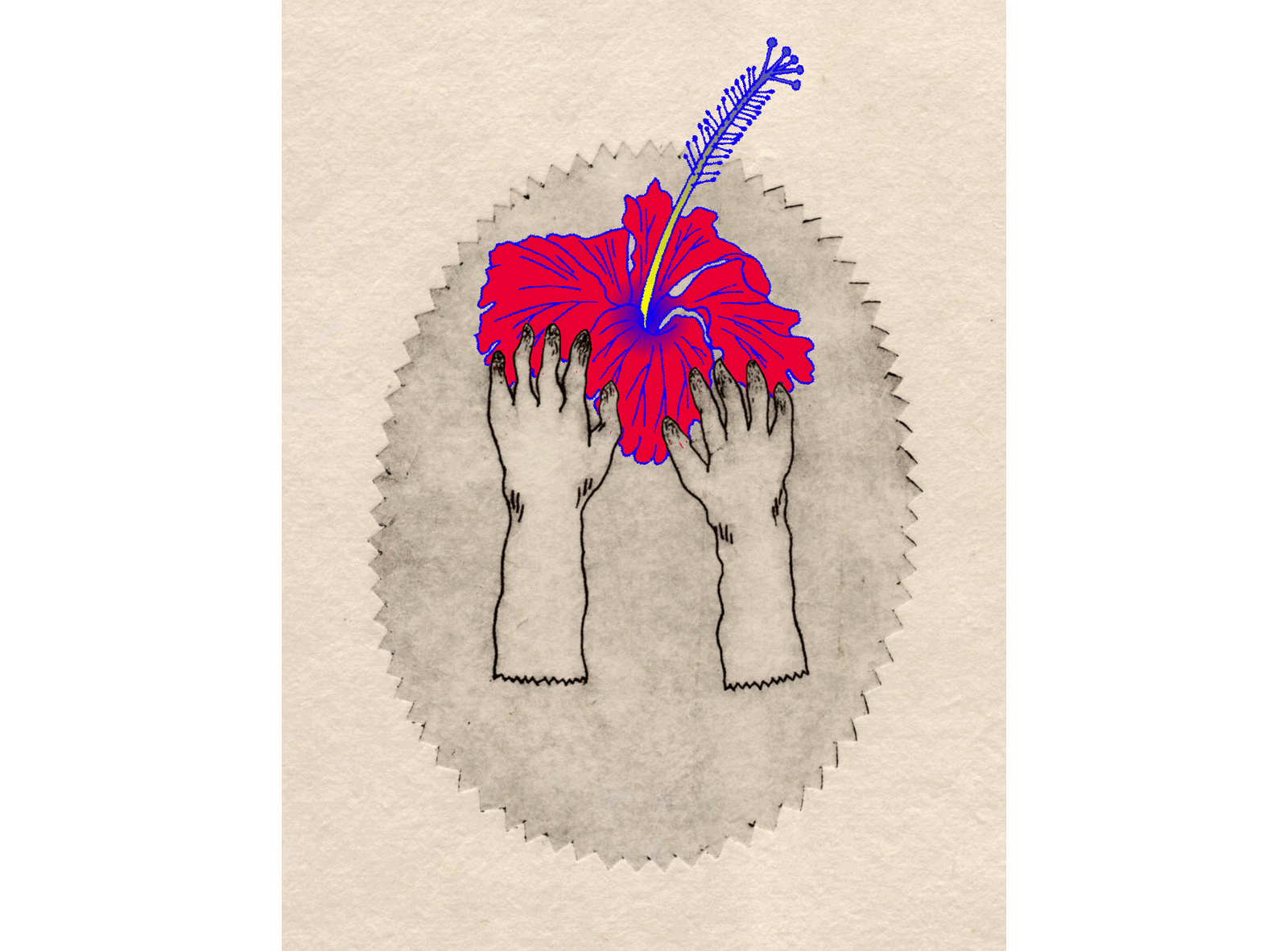rubber gloves and flower illustration
