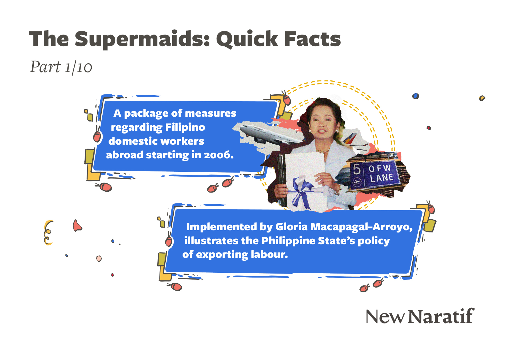 A package of measures regarding Filipino domestic workers abroad starting in 2006. Implemented by Gloria Macapagal-Arroyo, illustrates the Philippine State’s policy of exporting labour.